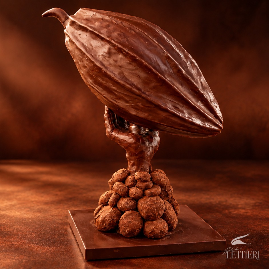 Cocoa Bahia, escultura de chocolate de um fruto de cacau