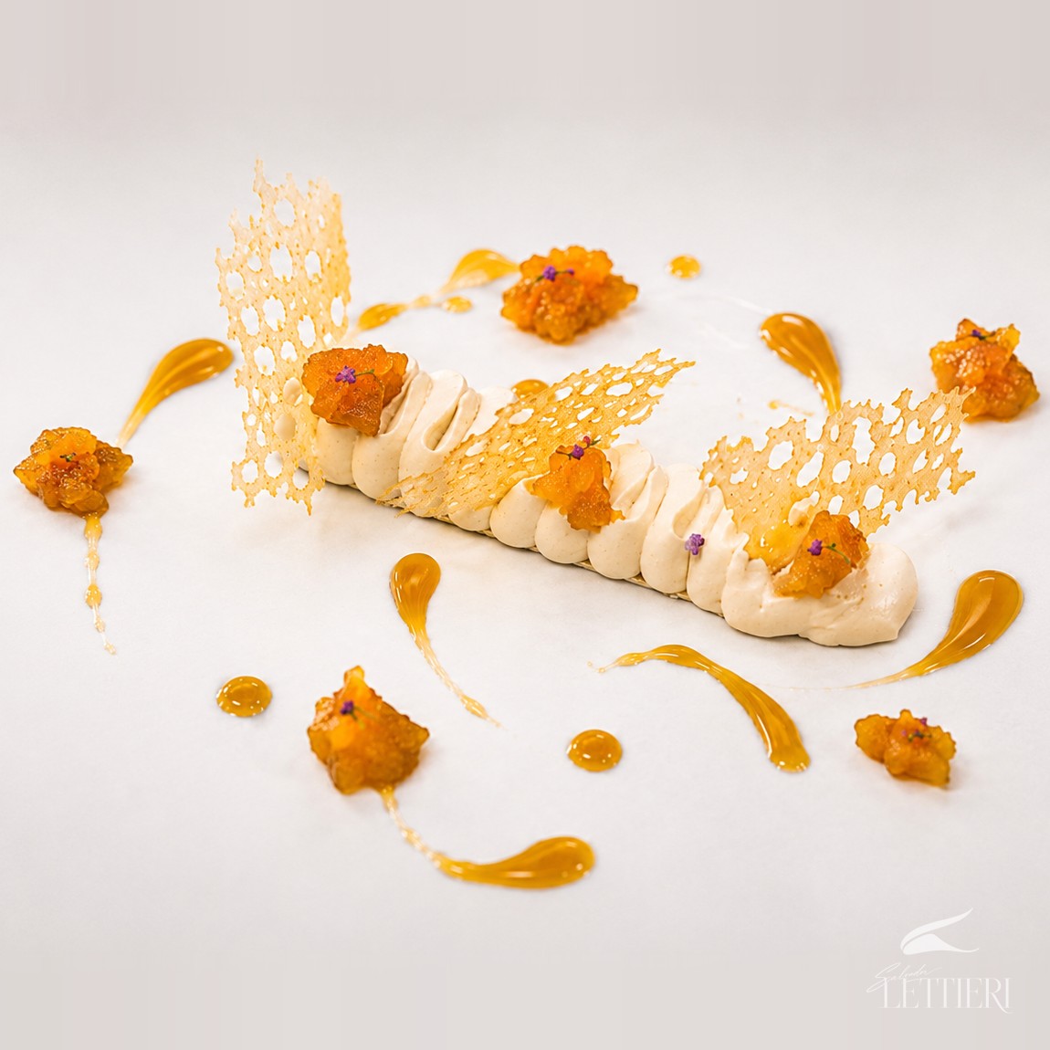 Dessert à l’assiette de chá Earl Grey