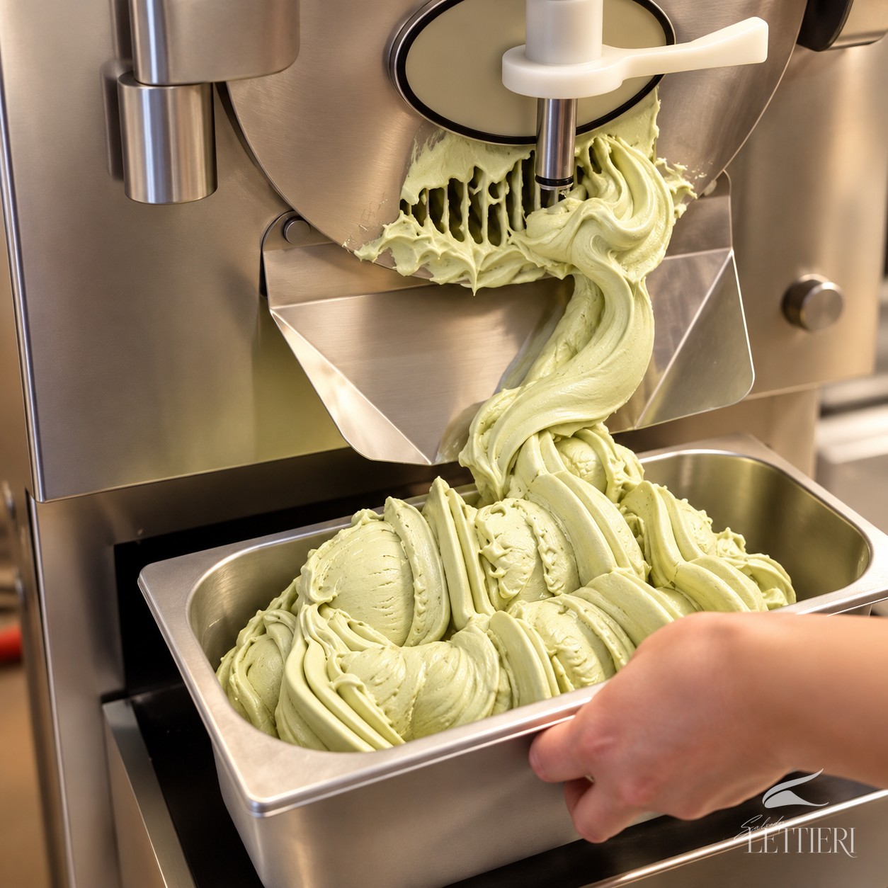 Gelato de Pistacchio di Bronte saindo da produtora