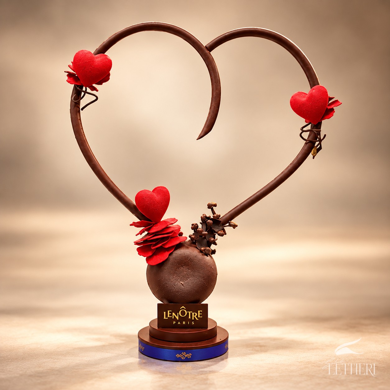 Saint Valentin, pièce artistique em chocolate em forma de coração